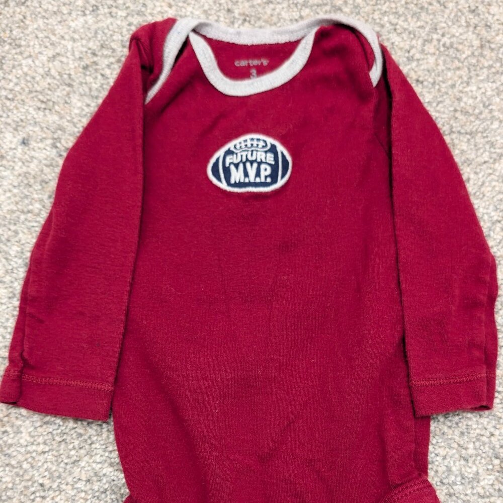 Carter's Burgundy Long Sleeve Baby Onesie